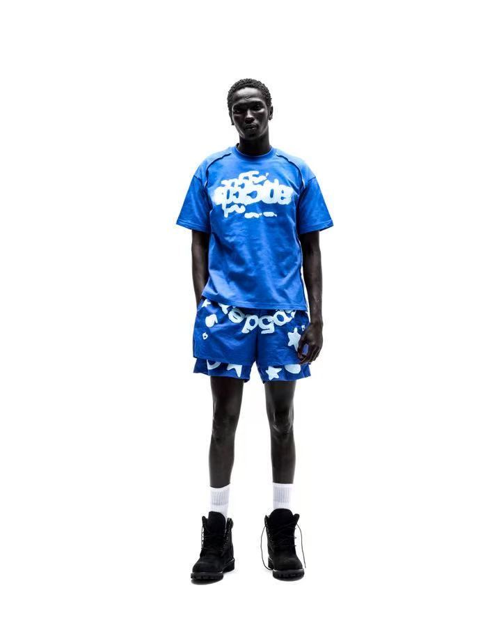 Sp5der Web Graphic Contrast Stitch Tee Royal Blue / White #B4578-SP
