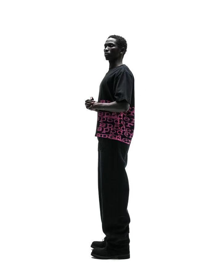 Sp5der Stacked Logo Tee Black / Pink #B4539-SP