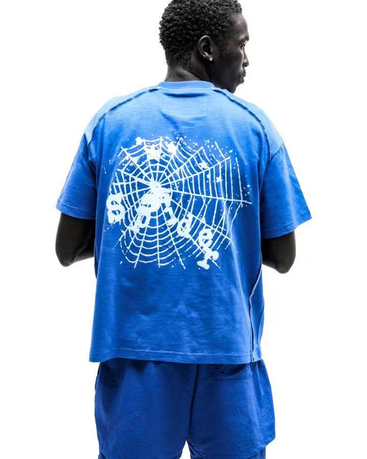 Sp5der Web Graphic Contrast Stitch Tee Royal Blue / White #B4578-SP