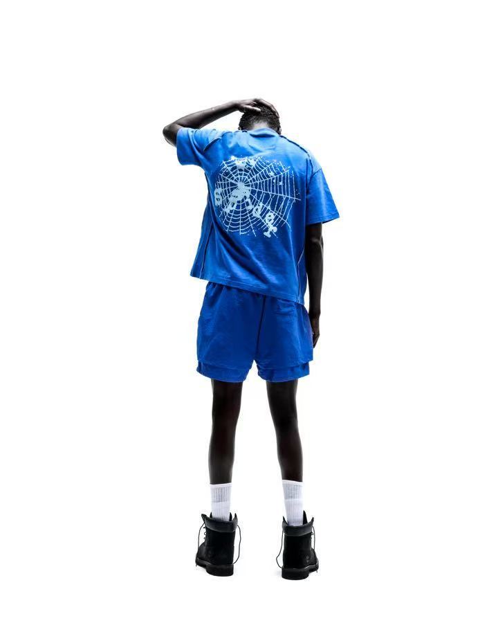 Sp5der Web Graphic Contrast Stitch Tee Royal Blue / White #B4578-SP