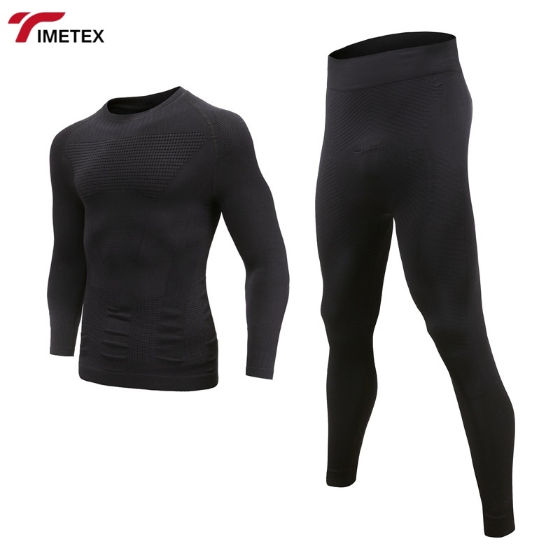 Mens Base Layer Seamless Outdoor Marathon Cycling Climbing Ski Sports Fitness Function Compression Long Sleeve and Leggings Sets