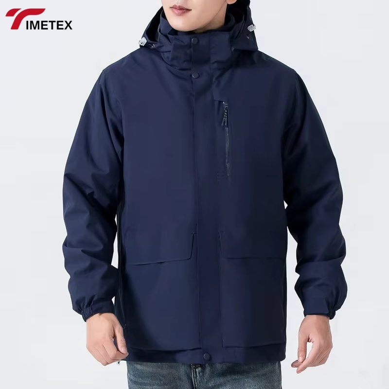 TIMETEX Hree-in-One Hooded Windproof and Waterproof Outdoor Sports Jacket Autumn Mountaineering Suit with Embroidered Technics