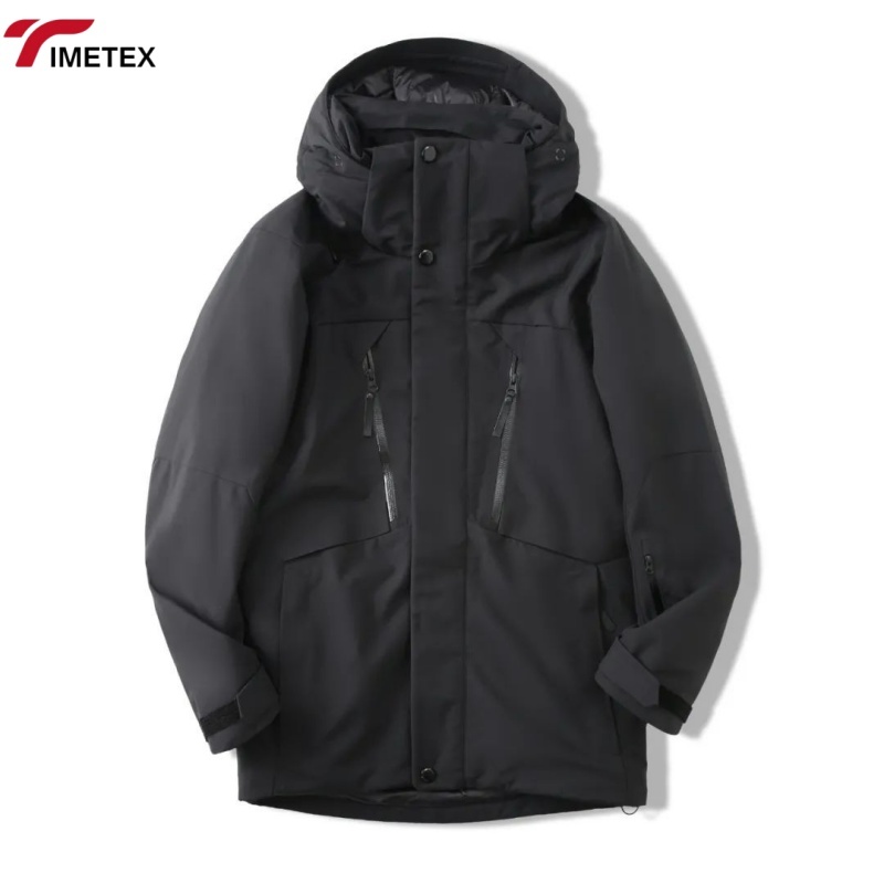 Unisex Winter Warm Hard Shell Jacket Wool/Polyester 10000mm Waterproof Windproof Anti-UV Stand Zipper Hooded White Duck Lining