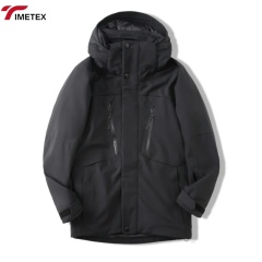 Unisex Winter Warm Hard Shell Jacket Wool/Polyester 10000mm Waterproof Windproof Anti-UV Stand Zipper Hooded White Duck Lining