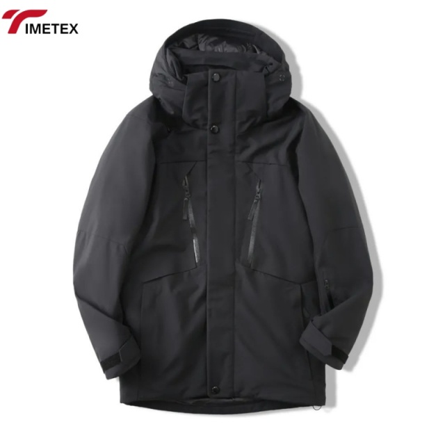Unisex Winter Warm Hard Shell Jacket Wool/Polyester 10000mm Waterproof Windproof Anti-UV Stand Zipper Hooded White Duck Lining