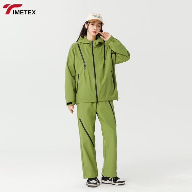 TIMETEX Unisex 100% Polyester Simple Style and Solid Color Jacket Set for Casual and Sports Wear
