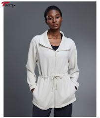 Autumn Women's Knitted Breathable Eco-Friendly Sports Jacket Casual Commuting Windbreaker Stand Zipper Long Athleisure XL