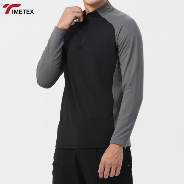 TIMETEX Warm Compression Shirt Lightweight Full-Zipper Closure Solid Pattern for Sports Running Cycling Fitness Leisure Tops