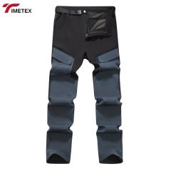 TIMETEX Unisex Plus Size Winter Loose Print Woven Softshell Stretch Polyester Trousers Warm Hiking Breathability Zipper Fly
