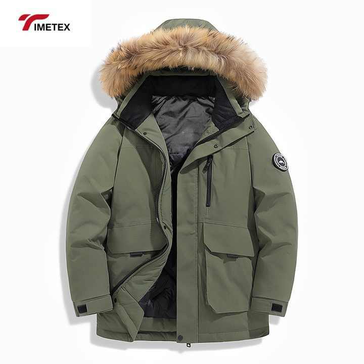 TIMETEX Canada Style Men's Jacket Thick Winter Coat Waterproof Windproof Zipper Closure Breathable Solid for Outdoor Activities
