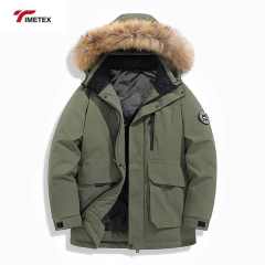 TIMETEX Canada Style Men's Jacket Thick Winter Coat Waterproof Windproof Zipper Closure Breathable Solid for Outdoor Activities