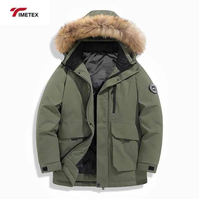 TIMETEX Canada Style Men's Jacket Thick Winter Coat Waterproof Windproof Zipper Closure Breathable Solid for Outdoor Activities