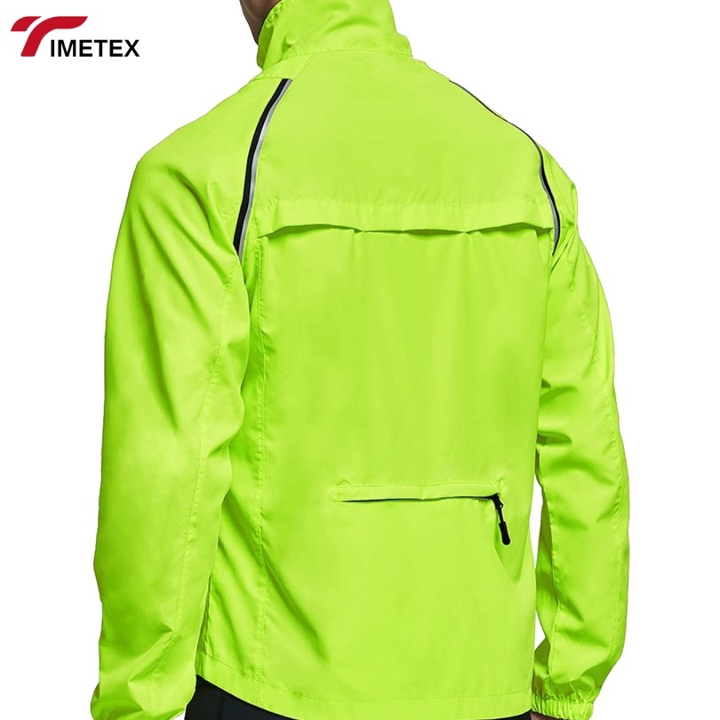 TIMETEX Reflective Striped Cycling Jacket with Multiple Pockets and Windproof Design Athletic Jacket for Road Biking