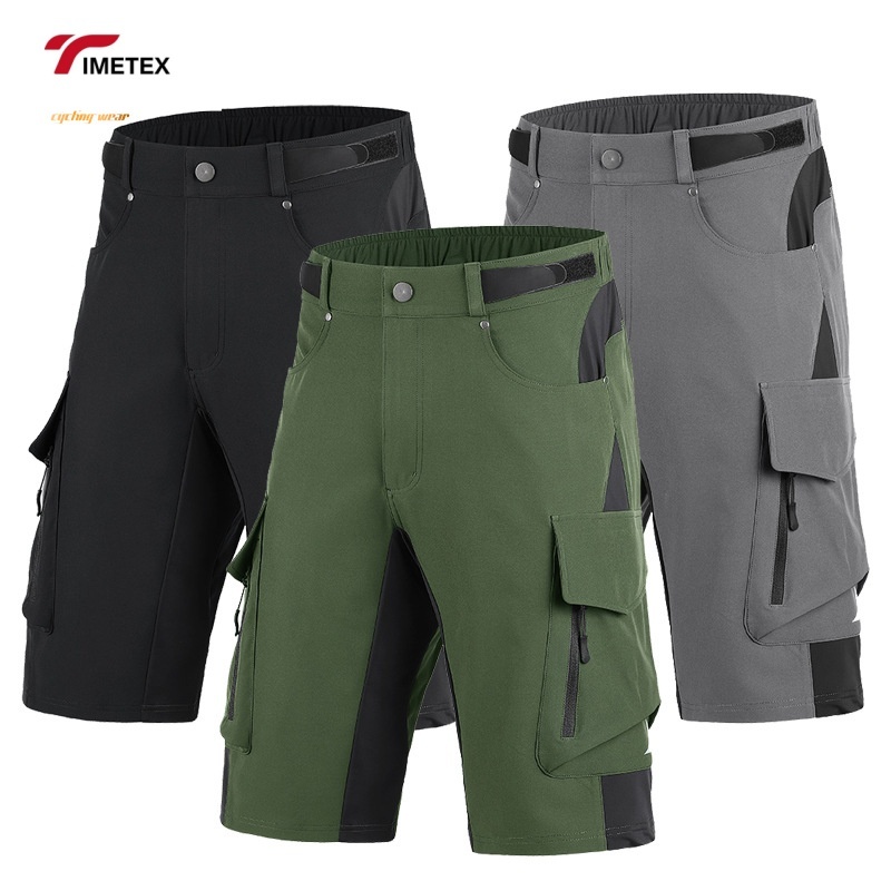 TIMETEX Men's Outdoor Bike Shorts Quick Dry Stretch Breathable Waterproof Zipper Pocket Loose Fit Hot Pattern for MTB Cargo