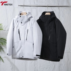 Unisex Winter Warm Hard Shell Jacket Wool/Polyester 10000mm Waterproof Windproof Anti-UV Stand Zipper Hooded White Duck Lining
