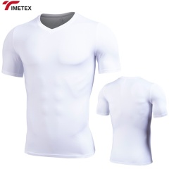 Fitness Suit Men's Summer Elastic Quick Drying Tight Fitting Clothing Training V-Neck Casual Sportswear Short Sleeved T-Shirt