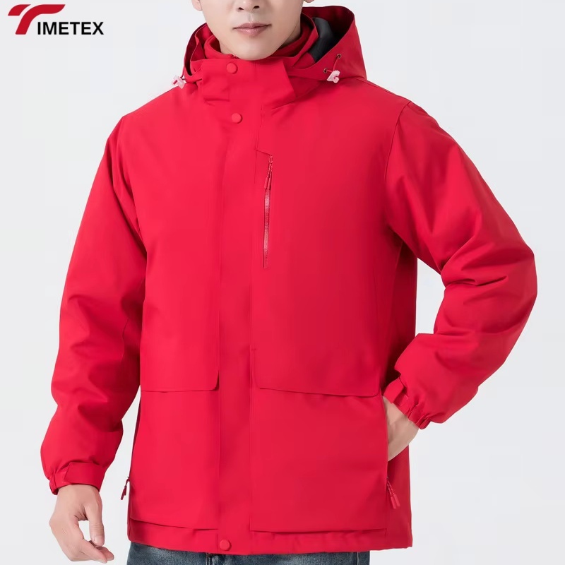 TIMETEX Hree-in-One Hooded Windproof and Waterproof Outdoor Sports Jacket Autumn Mountaineering Suit with Embroidered Technics