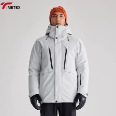 Unisex Winter Warm Hard Shell Jacket Wool/Polyester 10000mm Waterproof Windproof Anti-UV Stand Zipper Hooded White Duck Lining
