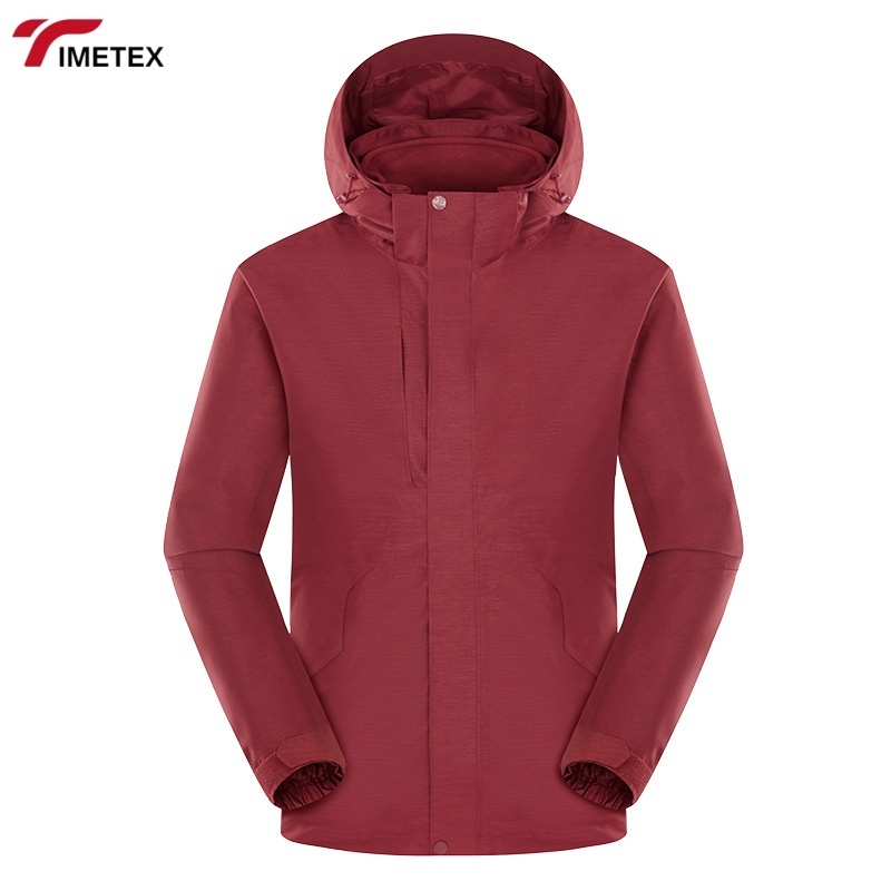 Premium Unisex 3-in-1 Waterproof Breathable Windproof Hooded PU Coated Polyester Outdoor Jacket Durable Thickened Plus Size