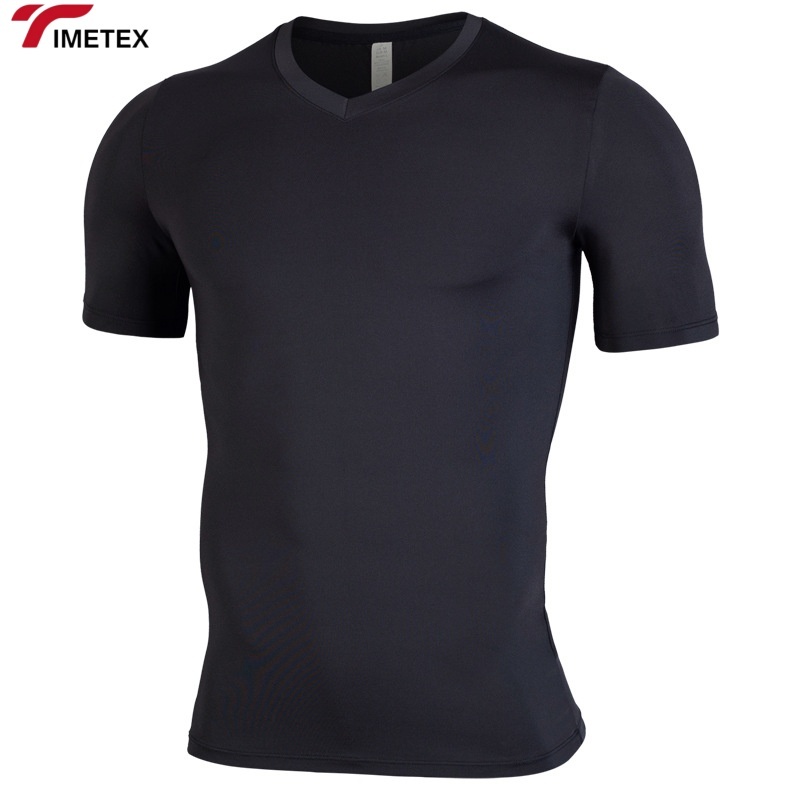 Fitness Suit Men's Summer Elastic Quick Drying Tight Fitting Clothing Training V-Neck Casual Sportswear Short Sleeved T-Shirt