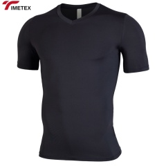 Fitness Suit Men's Summer Elastic Quick Drying Tight Fitting Clothing Training V-Neck Casual Sportswear Short Sleeved T-Shirt