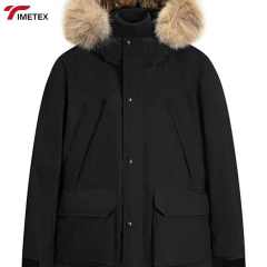TIMETEX Custom Men's Workman's Jacket White Duck Thick Winter Protection Fur Collar Hood Windproof Waterproof Reversible