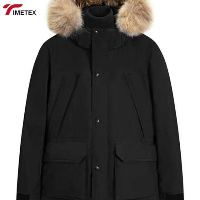 TIMETEX Custom Men's Workman's Jacket White Duck Thick Winter Protection Fur Collar Hood Windproof Waterproof Reversible