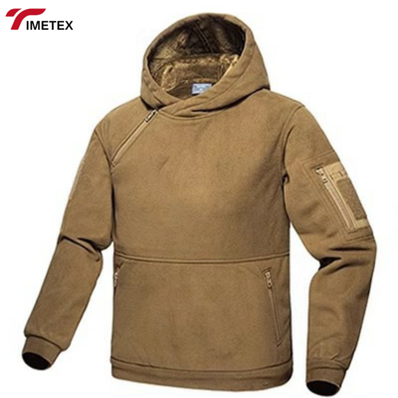 Wholesale Men's Tactical Sporty Jacket Hooded Plush Polar Faux Fur Inside 100% Polyester Solid Pattern Size XL Winter Season