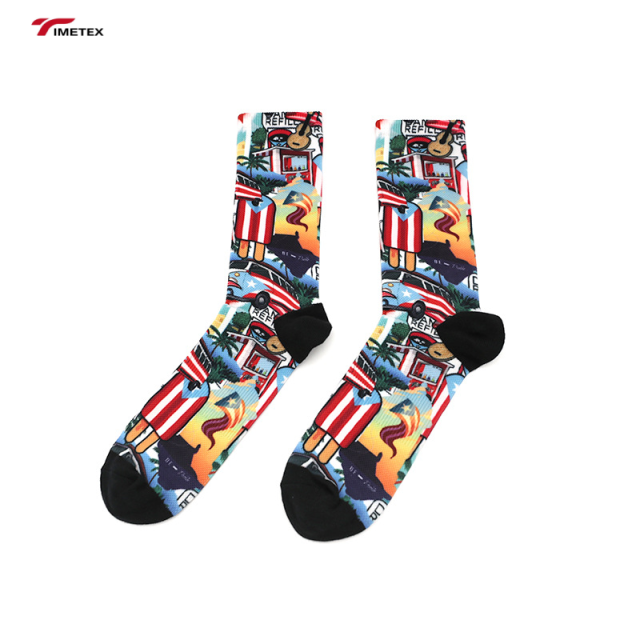 Custom Logo Anime Styled Men's Cycling Socks Home-Printed Flag Design