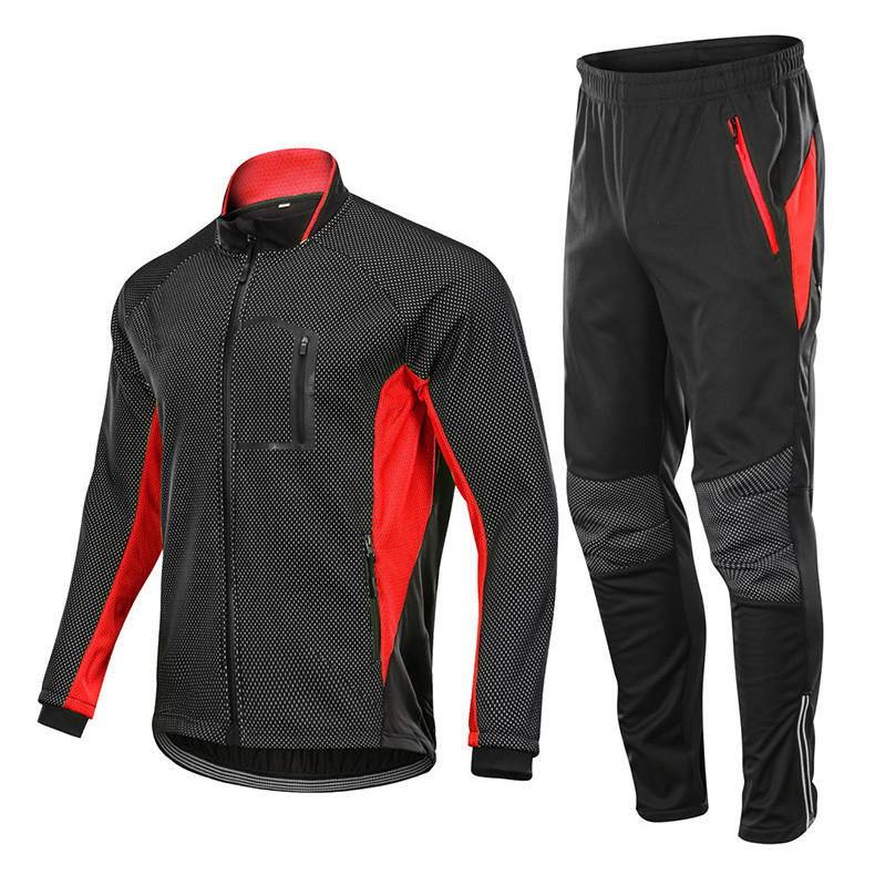 Custom Men Winter Cycling Jackets Set Fleece Thermal Windproof Waterproof Warm Bicycle Jerseys MTB Pants Bike Cycling Suit
