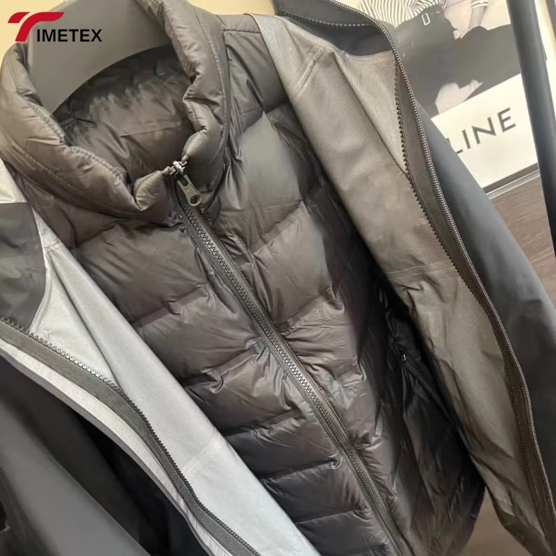 TIMETEX Casual Coated Three-in-One Winter Jacket Windproof Waterproof Climber Detachable Liner Zipper Work Clothes