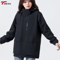 TIMETEX Hree-in-One Hooded Windproof and Waterproof Outdoor Sports Jacket Autumn Mountaineering Suit with Embroidered Technics