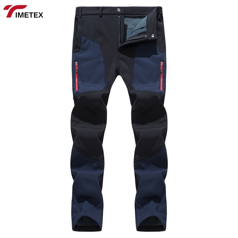 Unisex Softshell Stretch Polyester Hiking Pants Winter Warm Trekking Breathability Zipper Fly Mid Waist Loose Fit Printed