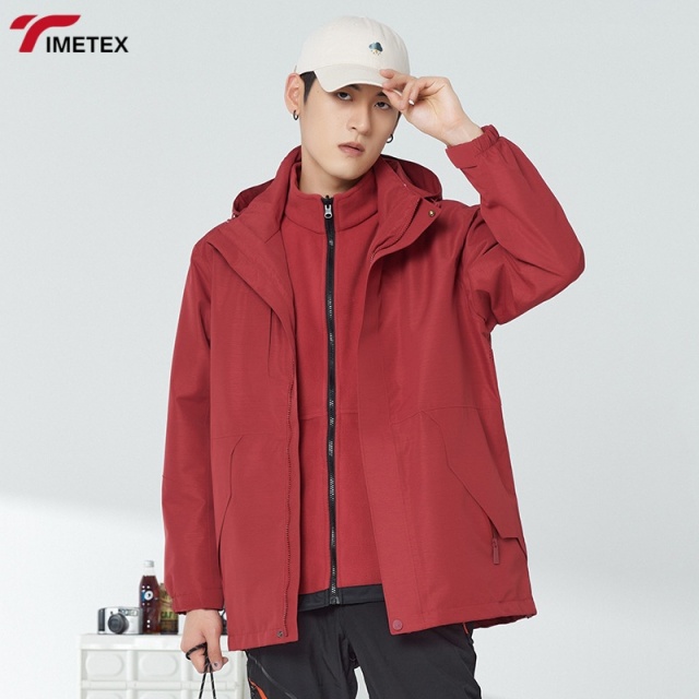 Premium Unisex 3-in-1 Waterproof Breathable Windproof Hooded PU Coated Polyester Outdoor Jacket Durable Thickened Plus Size