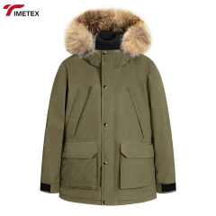 90-Piece Thick White Duck Fur Collar Hood Custom-Made Windproof Winter Workman's Jacket for Men Warm Down Coat for Protection