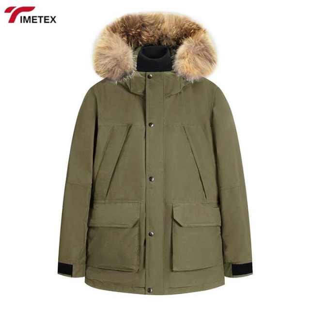 90-Piece Thick White Duck Fur Collar Hood Custom-Made Windproof Winter Workman's Jacket for Men Warm Down Coat for Protection