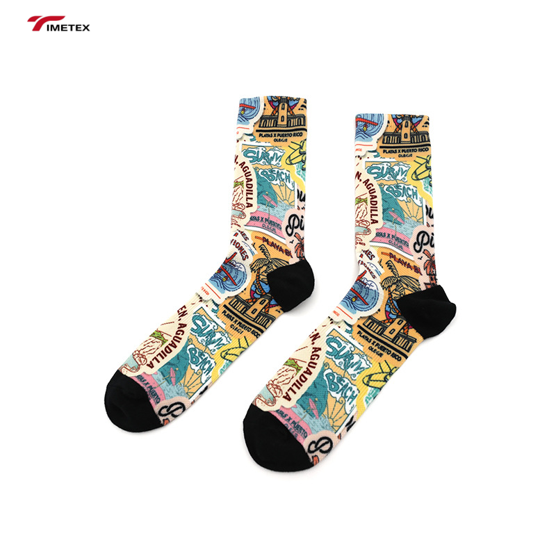 Custom Logo Anime Styled Men's Cycling Socks Home-Printed Flag Design
