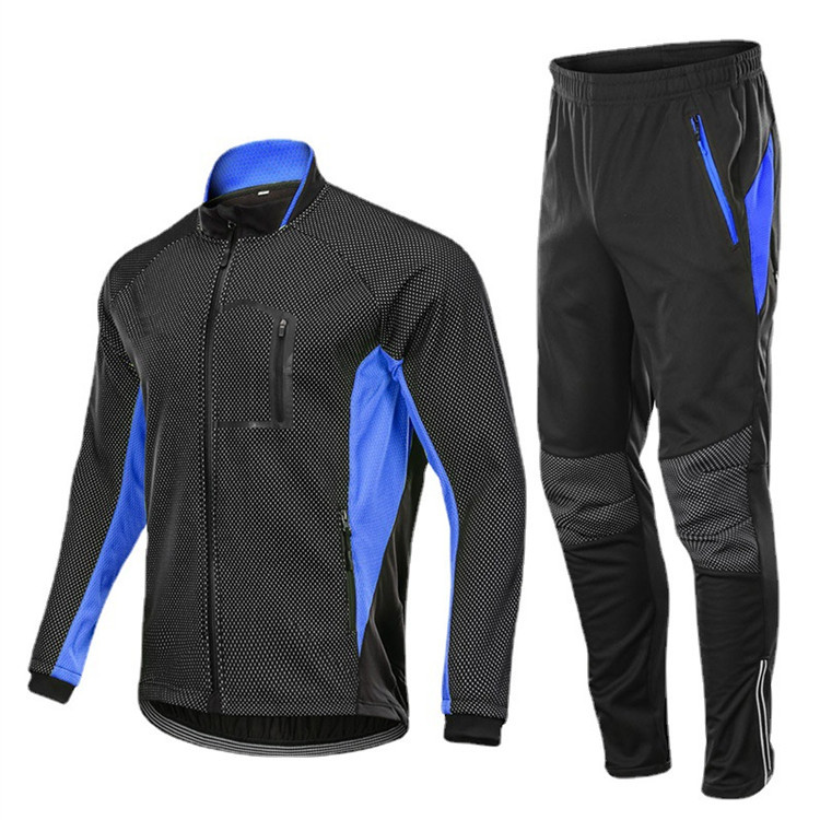 Custom Men Winter Cycling Jackets Set Fleece Thermal Windproof Waterproof Warm Bicycle Jerseys MTB Pants Bike Cycling Suit