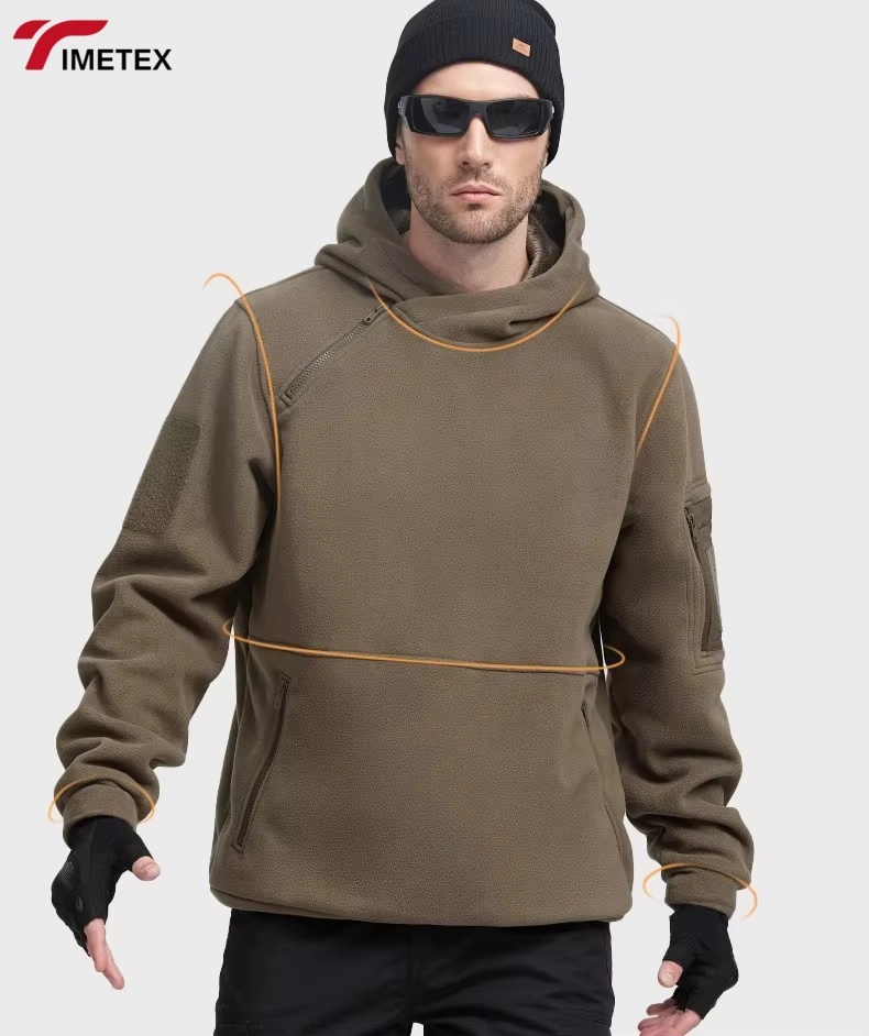 Wholesale Men's Tactical Sporty Jacket Hooded Plush Polar Faux Fur Inside 100% Polyester Solid Pattern Size XL Winter Season