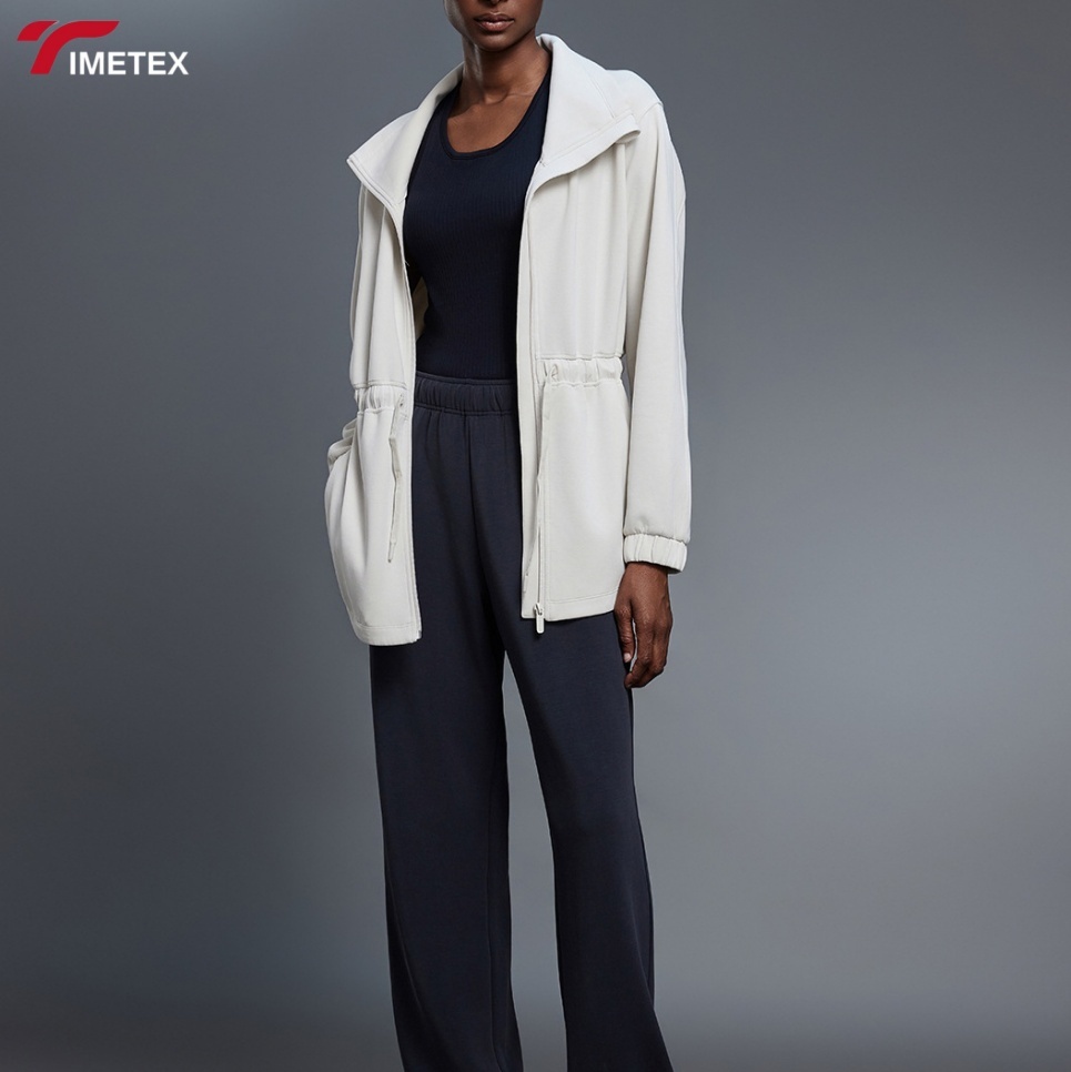 Autumn Women's Knitted Breathable Eco-Friendly Sports Jacket Casual Commuting Windbreaker Stand Zipper Long Athleisure XL