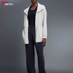 Autumn Women's Knitted Breathable Eco-Friendly Sports Jacket Casual Commuting Windbreaker Stand Zipper Long Athleisure XL
