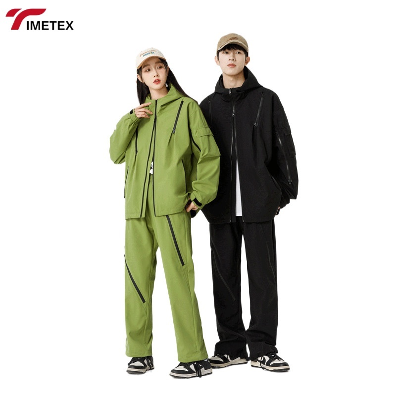 TIMETEX Unisex 100% Polyester Simple Style and Solid Color Jacket Set for Casual and Sports Wear