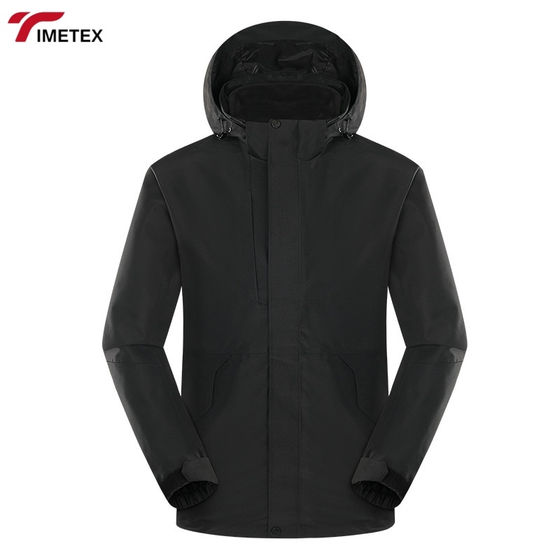 Premium Unisex 3-in-1 Waterproof Breathable Windproof Hooded PU Coated Polyester Outdoor Jacket Durable Thickened Plus Size