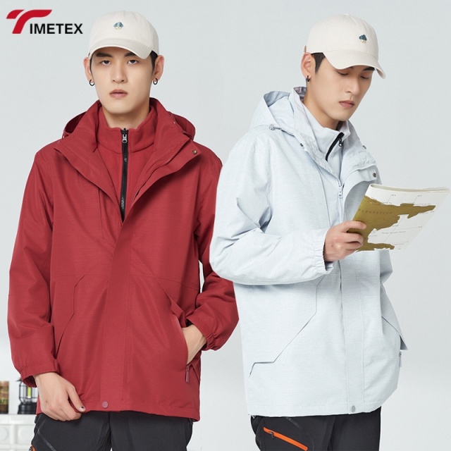 Premium Unisex 3-in-1 Waterproof Breathable Windproof Hooded PU Coated Polyester Outdoor Jacket Durable Thickened Plus Size