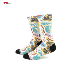 Custom Logo Anime Styled Men's Cycling Socks Home-Printed Flag Design
