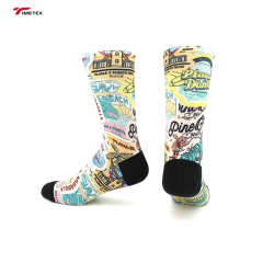 Custom Logo Anime Styled Men's Cycling Socks Home-Printed Flag Design