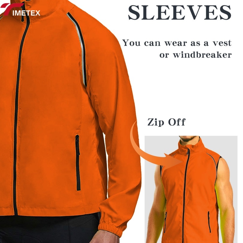 TIMETEX Reflective Striped Cycling Jacket with Multiple Pockets and Windproof Design Athletic Jacket for Road Biking