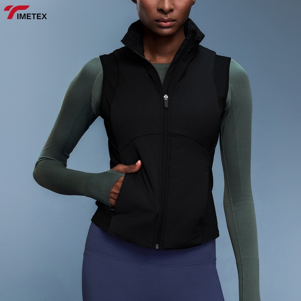 TIMETEX Unisex Sports Regular Waterproof Jackets Lightweight Warm Stand-up Collar Skinny Fit Vest Coat Fleece Vest