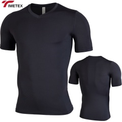 Fitness Suit Men's Summer Elastic Quick Drying Tight Fitting Clothing Training V-Neck Casual Sportswear Short Sleeved T-Shirt