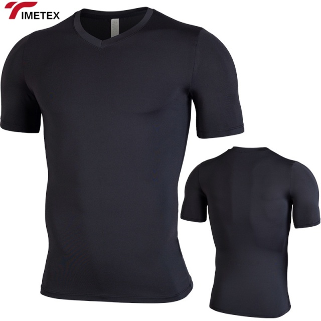 Fitness Suit Men's Summer Elastic Quick Drying Tight Fitting Clothing Training V-Neck Casual Sportswear Short Sleeved T-Shirt
